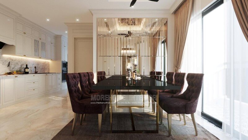 Thiết kế nội thất phòng ăn chung cư phong cách tân cổ điển thiết kế biệt thự